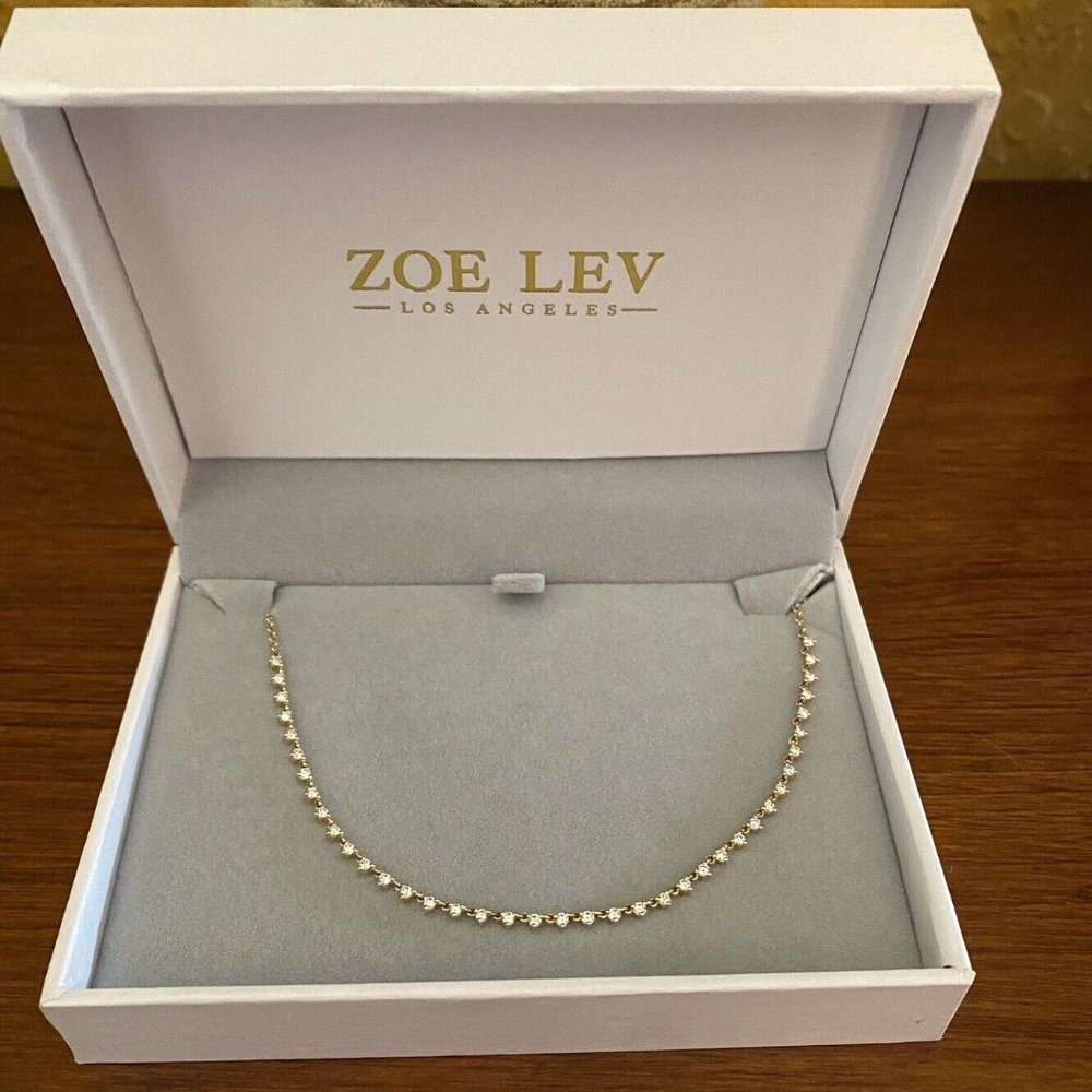 ZOE LEVEL 3 ~ Prong DIAMOND Segment -Tennis Necklace 14k YG MSRP $3200
